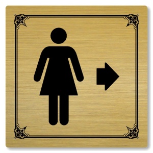 WC ženy vpravo, 100x100mm, zlatá, Nebraska